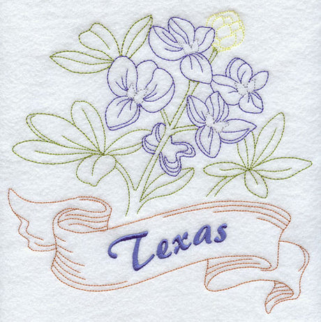 Texas - Bluebonnet (Redwork)