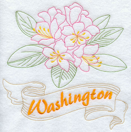 Washington - Rhododendron (Redwork)