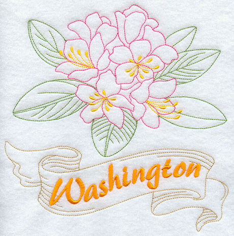 Washington - Rhododendron (Redwork)