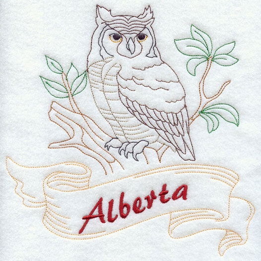 Alberta - Great Horned Owl (Redwork)