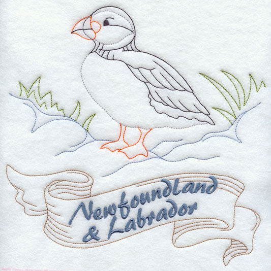 Newfoundland and Labrador - Atlantic Puffin (Redwork)