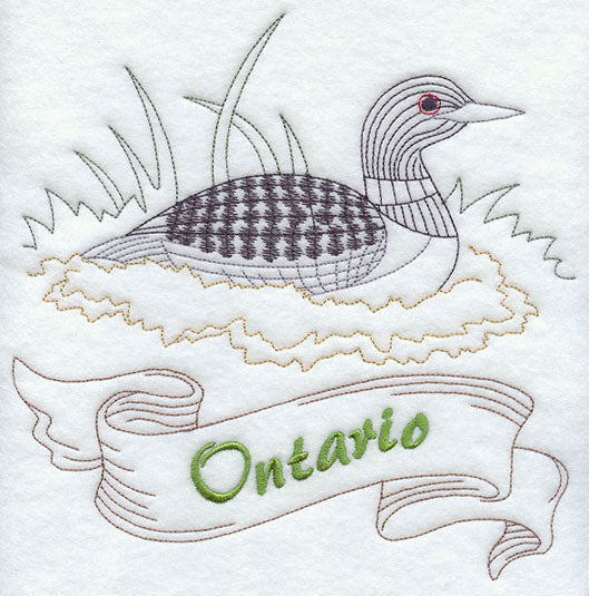 Ontario - Common Loon (Redwork)