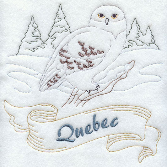 Quebec - Snowy Owl (Redwork)