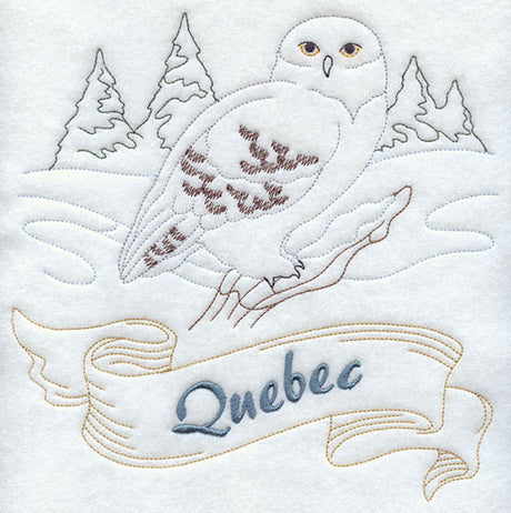 Quebec - Snowy Owl (Redwork)