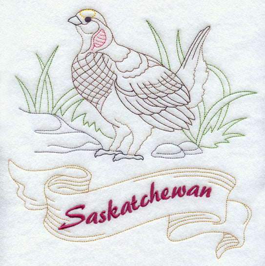 Saskatchewan - Sharp-Tailed Grouse (Redwork)
