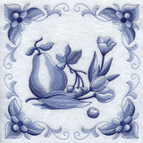 Delft Blue Tulips and Fruit Square