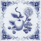 Delft Blue Hydrangea and Fruit Square