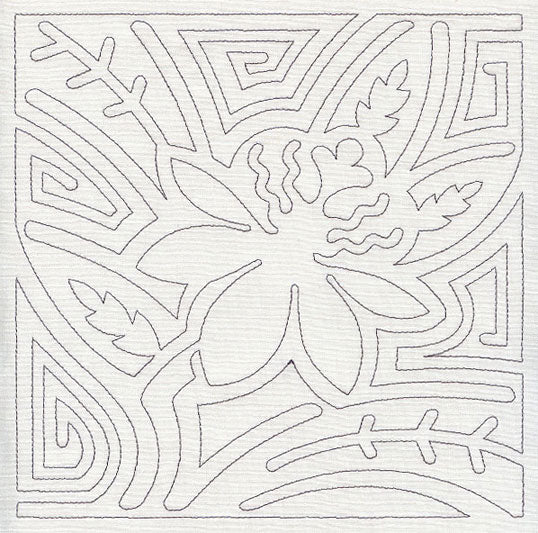 Mola Passion Flower Quilting Square (Single Run)