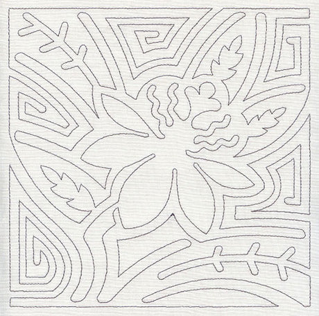 Mola Passion Flower Quilting Square (Single Run)