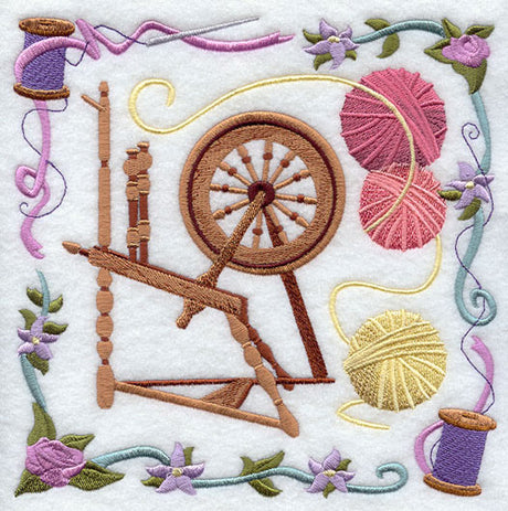 Spinning Wheel and Yarn Collage