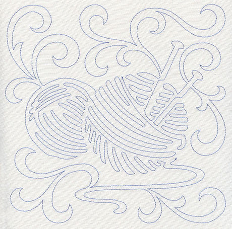 Knitting Needles and Yarn Quilting Square (Single Run)