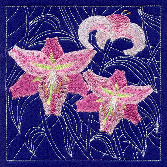 Rubrum Lily Sashiko Square