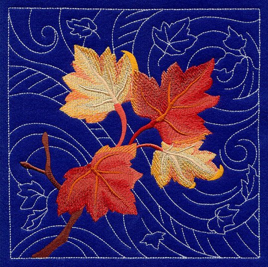 Sashiko Maple Leaves Square