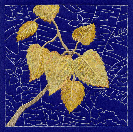 Sashiko Birch Leaves Square