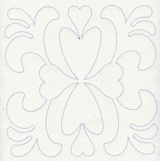 Feather Quilting Heart Square (Single Run)