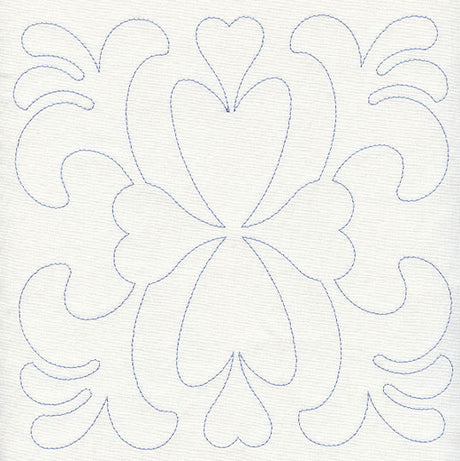 Feather Quilting Heart Square (Single Run)