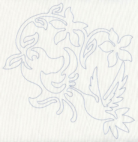 Hummingbird & Flowers Quilting Motif (Single Run)