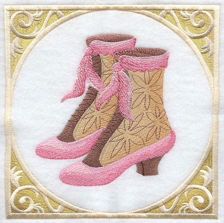 Victorian Boots and Bow with Frame
