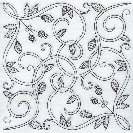 Scrolling Vines Square (Blackwork)