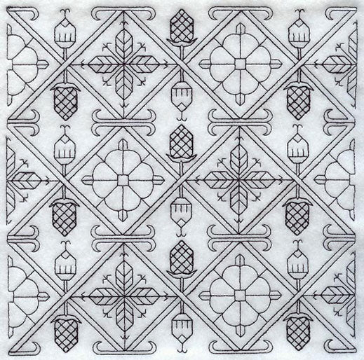 Tudor Rose Square (Blackwork)