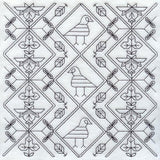 Birds and Blooms Square (Blackwork)
