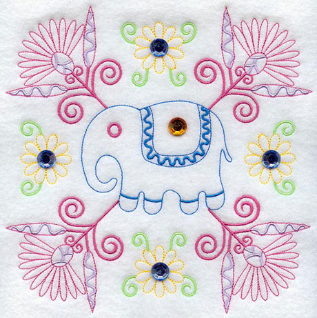 Kashmir Elephant Square (Crystals)