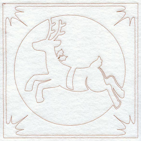 Night Before Christmas Reindeer Quilting Square (Single Run)