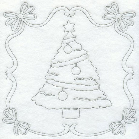 Night Before Christmas Bows and Tree Quilting Square (Single Run)