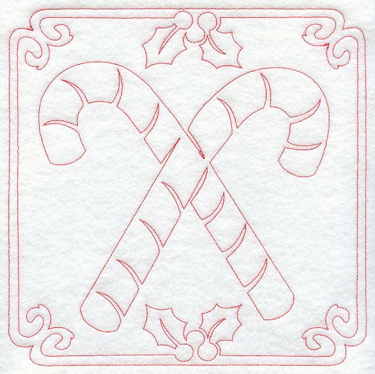 Night Before Christmas Candy Cane Quilting Square (Single Run)