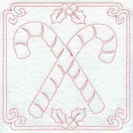 Night Before Christmas Candy Cane Quilting Square (Single Run)