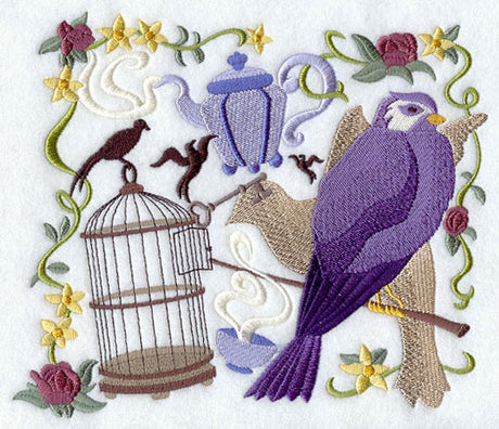 Victorian Collage with Birdcage