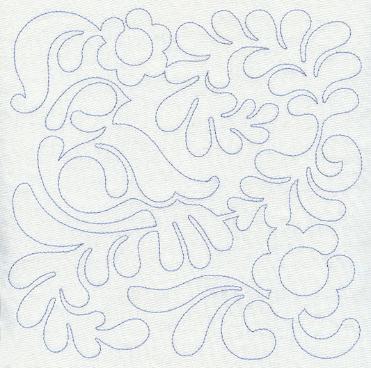 Bird and Flowers Quilting Square 1 (Single Run)