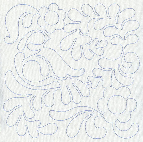 Bird and Flowers Quilting Square 1 (Single Run)