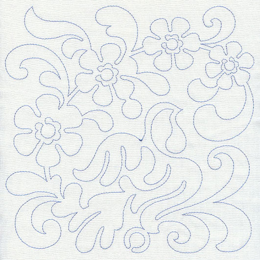 Bird and Flowers Quilting Square 2 (Single Run)