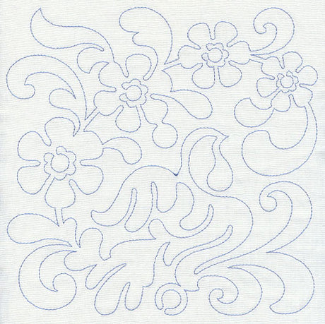 Bird and Flowers Quilting Square 2 (Single Run)