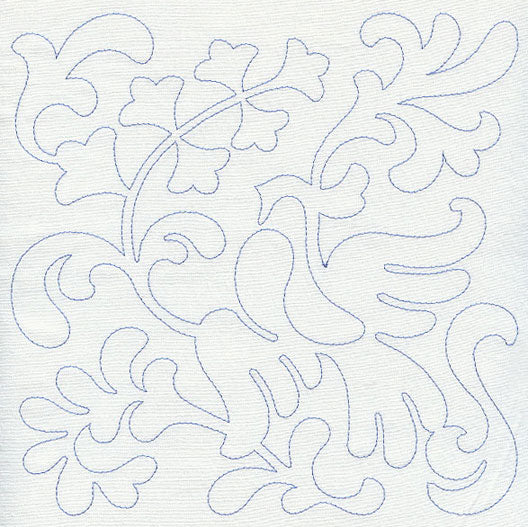 Bird and Flowers Quilting Square 7 (Single Run)