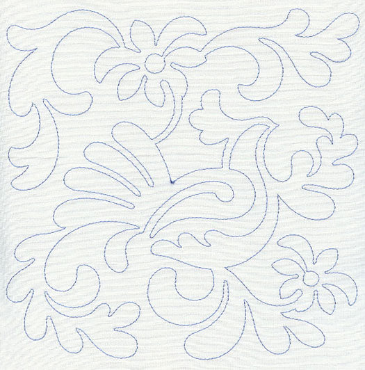 Bird and Flowers Quilting Square 8 (Single Run)