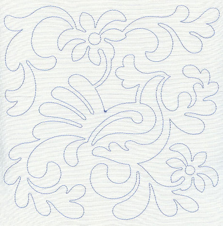 Bird and Flowers Quilting Square 8 (Single Run)