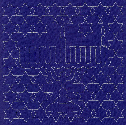 Menorah Sashiko Square - First Night