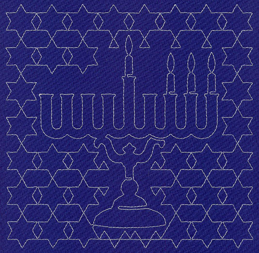 Menorah Sashiko Square - Third Night