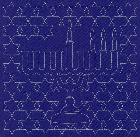 Menorah Sashiko Square - Third Night