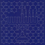 Menorah Sashiko Square - Fourth Night