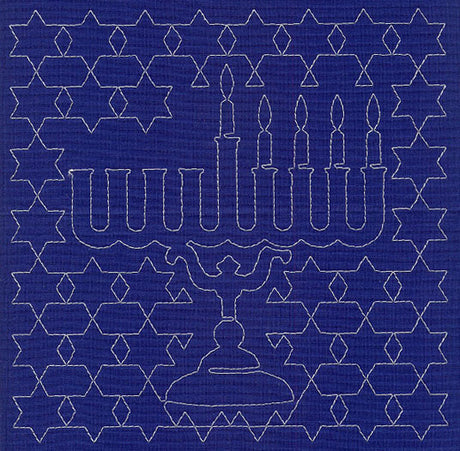Menorah Sashiko Square - Fourth Night