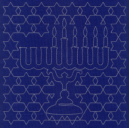 Menorah Sashiko Square - Fifth Night