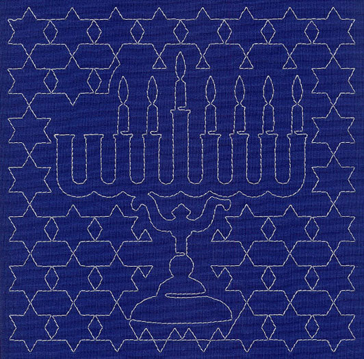 Menorah Sashiko Square - Sixth Night
