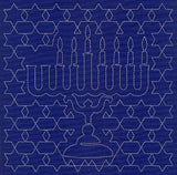 Menorah Sashiko Square - Sixth Night