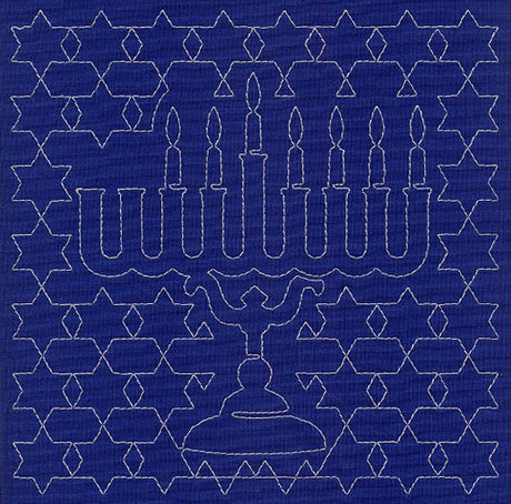 Menorah Sashiko Square - Sixth Night