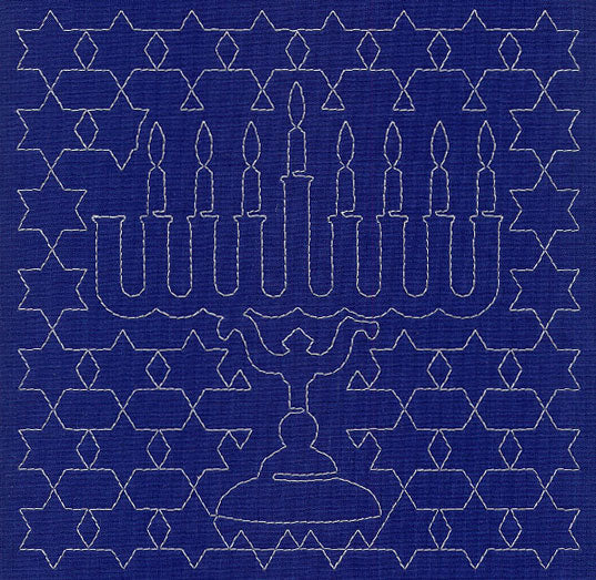 Menorah Sashiko Square - Seventh Night
