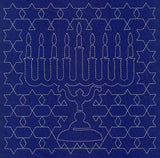 Menorah Sashiko Square - Eighth Night