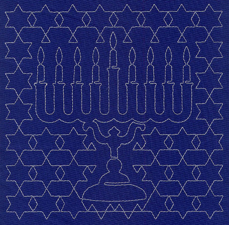 Menorah Sashiko Square - Eighth Night